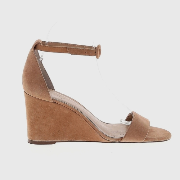 Ann Taylor‎ Brett Suede Tan Wedge Sandals Size 10 - Picture 1 of 11